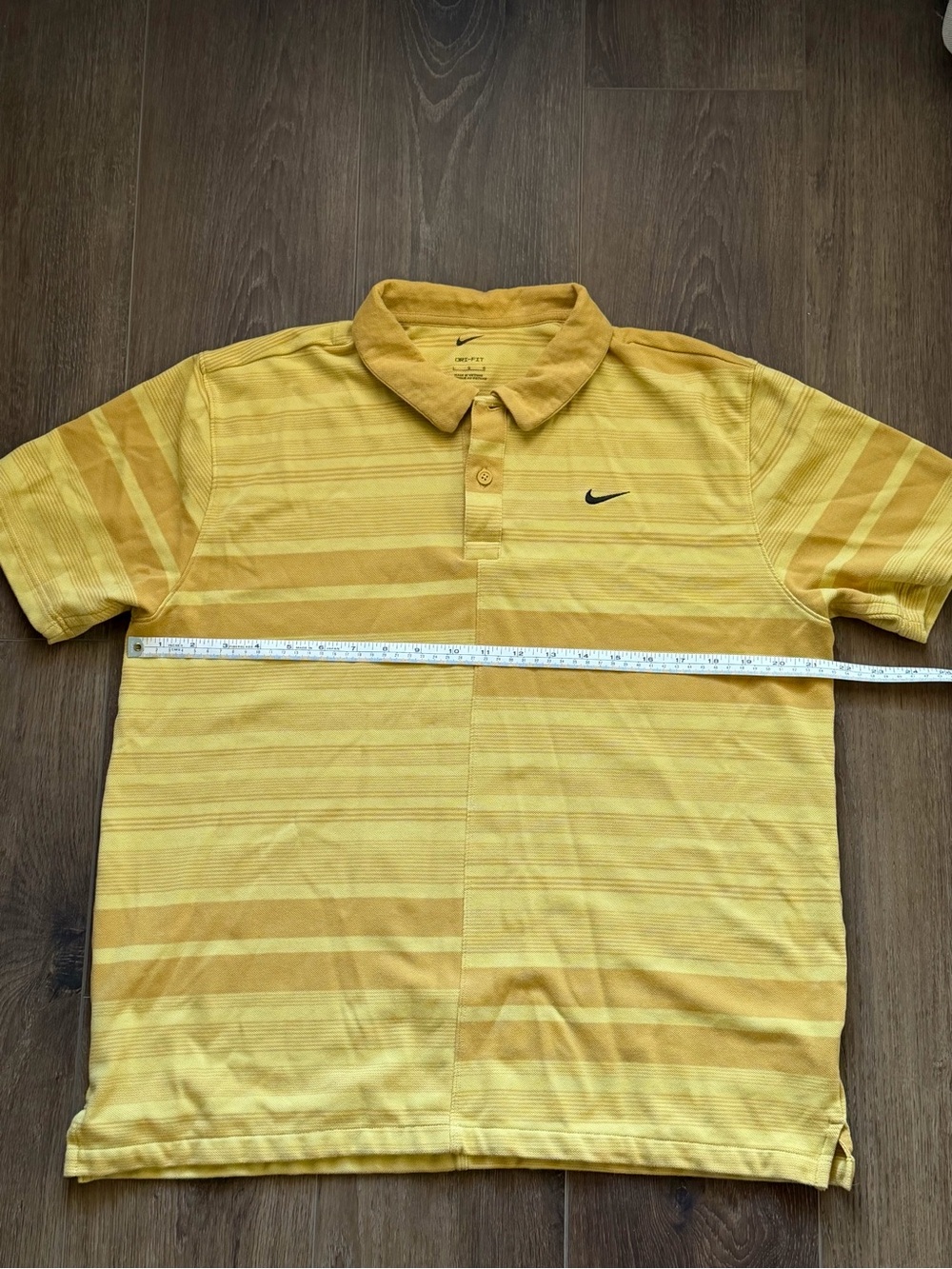 Nike Yellow Striped Polo with Black Swoosh